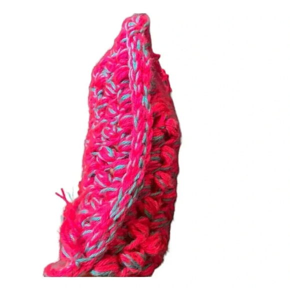 Crochet Shoulder Tote Handbag Pink Orange Blue Medium Bright Tassel Handmade - Picture 5 of 7